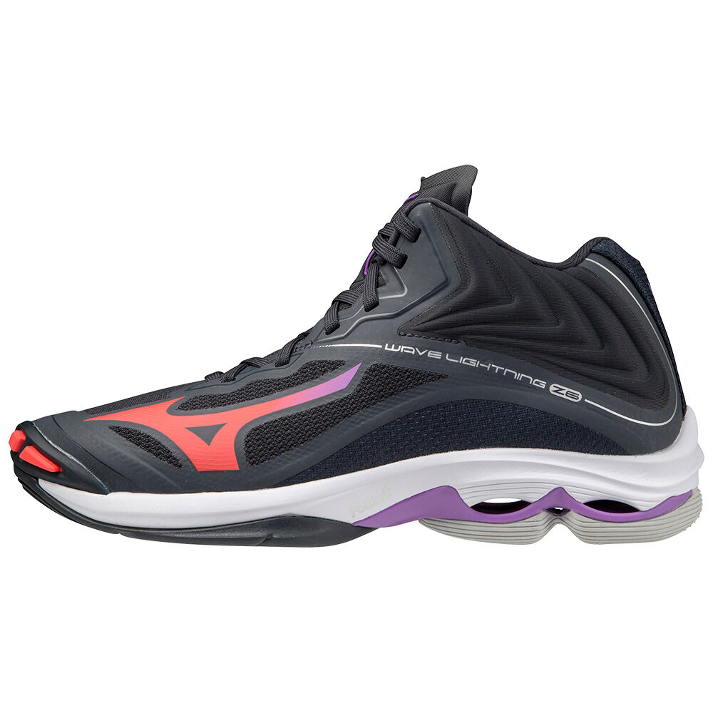 Mizuno Women's Wave Lightning Z6 Mid Volleyball Shoes Navy/Coral (V1GC200566-ZKU)